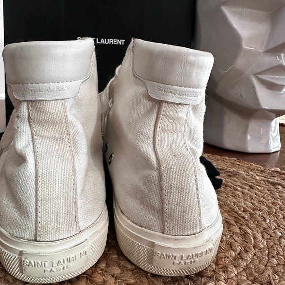 Saint Laurent White High-Top Sneakers Canvas Style - Picture 7 of 11